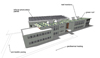 Perspective view of the overall building complex
